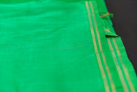 Luminous Electric Green Silk Cotton Saree with Zari Motifs