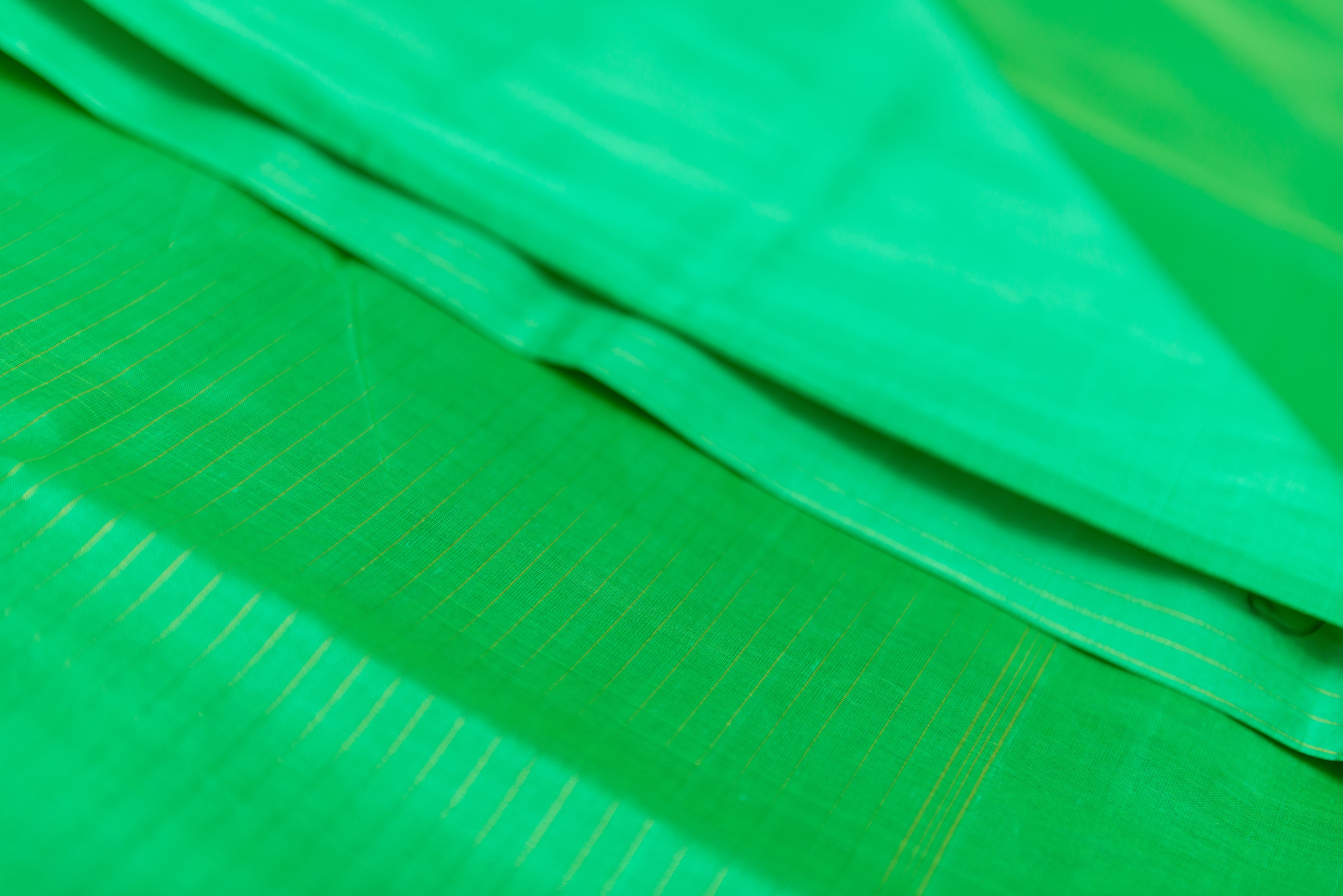 Luminous Electric Green Silk Cotton Saree with Zari Motifs