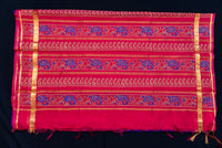 Vibrant Royal Blue Silk Cotton Saree with Red Blockprint Pallu