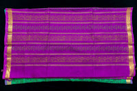 Bold Fuchsia and Emerald Green Silk Cotton Saree with Gold Zari