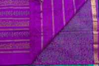 Bold Fuchsia and Emerald Green Silk Cotton Saree with Gold Zari