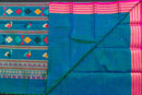 Artistic Teal Silk Cotton Saree with Bomkai Pallu