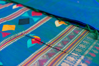 Artistic Teal Silk Cotton Saree with Bomkai Pallu