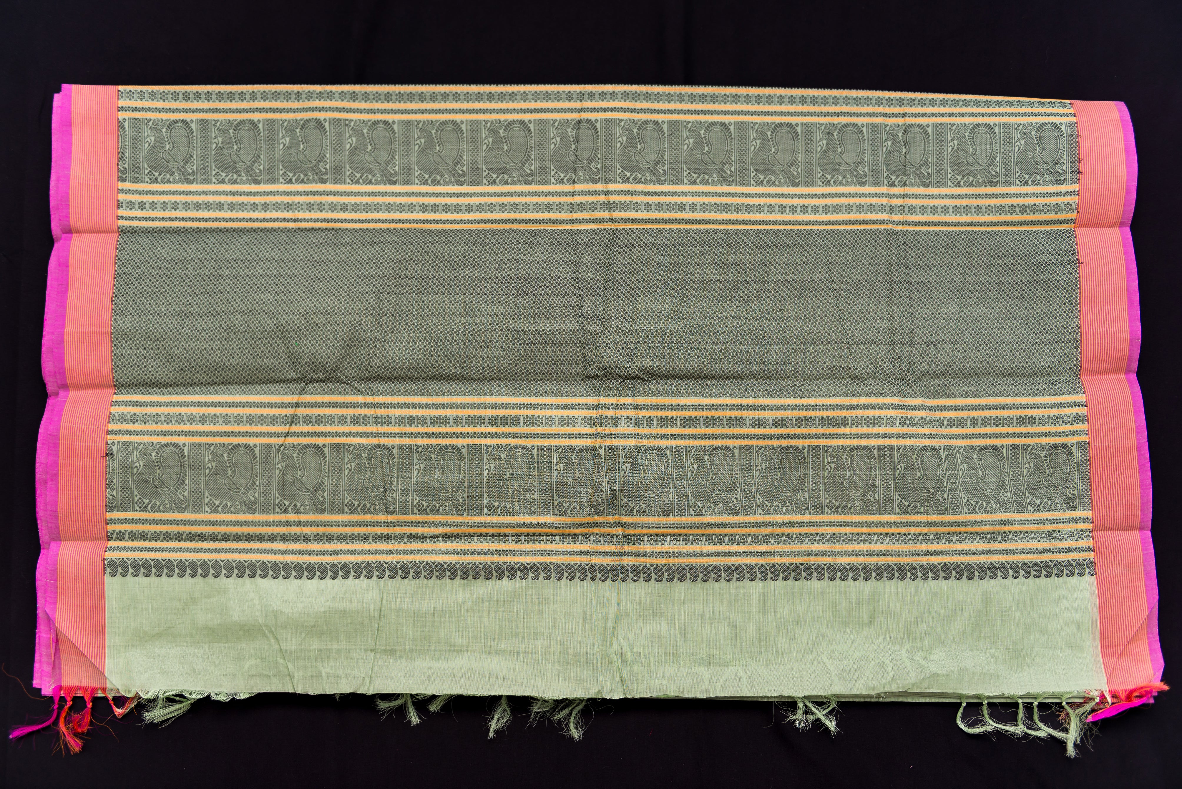 Serene Sage Green Kanchi Cotton Threadwork Saree