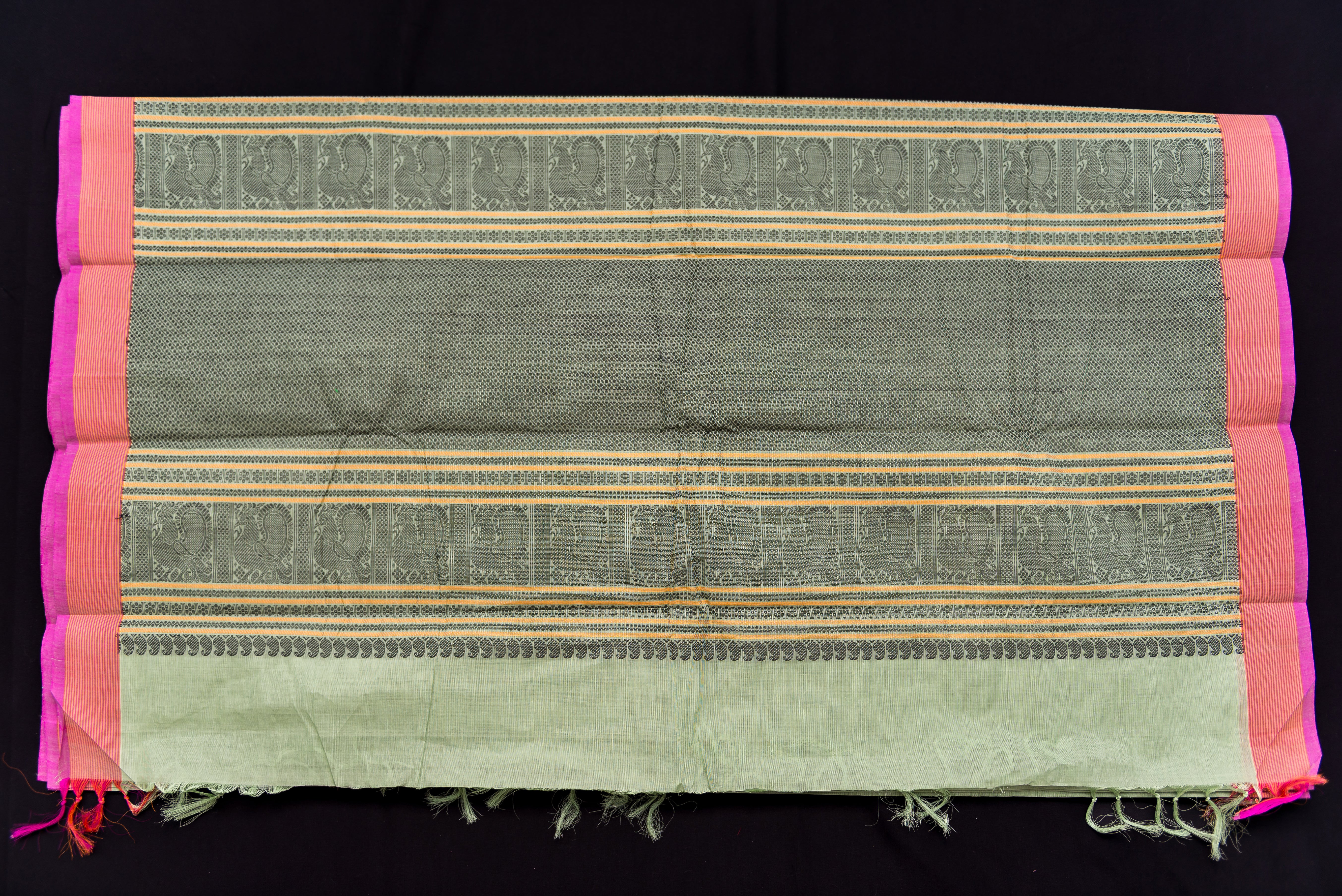 Serene Sage Green Kanchi Cotton Threadwork Saree