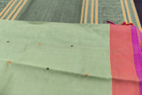 Serene Sage Green Kanchi Cotton Threadwork Saree