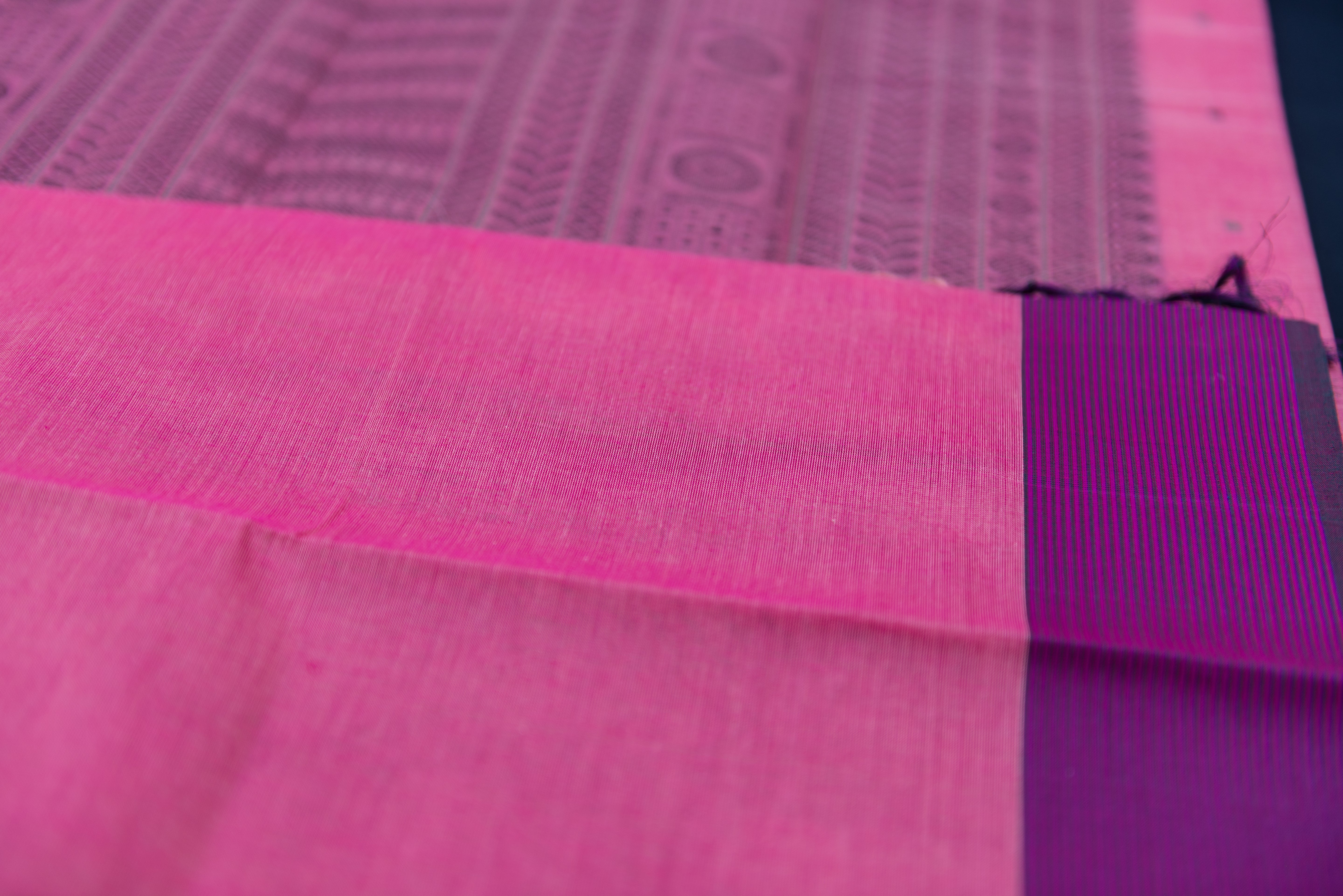 Bright Pink Kanchi Cotton Threadwork Saree