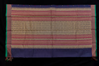 Elegant Deep Navy Blue Kanchi Cotton Saree with Geometric Zari Pallu