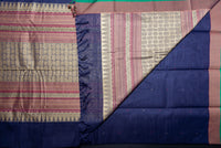 Elegant Deep Navy Blue Kanchi Cotton Saree with Geometric Zari Pallu