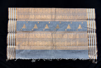 Sophisticated Charcoal Grey Kanchi Cotton Saree with Antique Gold Zari