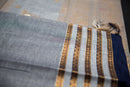 Sophisticated Charcoal Grey Kanchi Cotton Saree with Antique Gold Zari