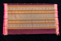Luxurious Maroon Kanchi Cotton Saree with Antique Gold Pallu