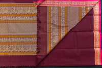 Luxurious Maroon Kanchi Cotton Saree with Antique Gold Pallu