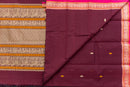 Luxurious Maroon Kanchi Cotton Saree with Antique Gold Pallu