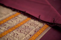 Luxurious Maroon Kanchi Cotton Saree with Antique Gold Pallu