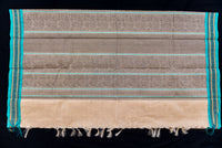 Elegant Beige Kanchi Cotton Threadwork Saree with Aqua and Black Accents
