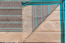 Elegant Beige Kanchi Cotton Threadwork Saree with Aqua and Black Accents