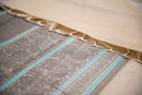 Elegant Beige Kanchi Cotton Threadwork Saree with Aqua and Black Accents