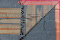 Sophisticated Ash Grey Kanchi Cotton Saree with Threadwork Pallu