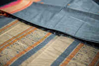 Sophisticated Ash Grey Kanchi Cotton Saree with Threadwork Pallu