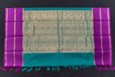 Luxurious Teal and Royal Purple Kanchi Cotton Saree with Gold Zari