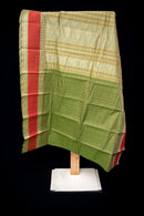 Elegant Olive Green Kanchi Cotton Saree with Threadwork Pallu