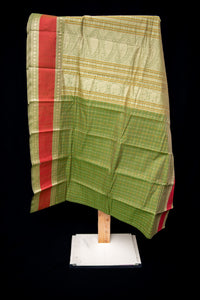 Elegant Olive Green Kanchi Cotton Saree with Threadwork Pallu