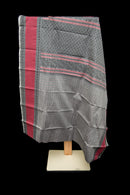 Sophisticated Ash Grey Kanchi Cotton Saree with Rani Pink Accents