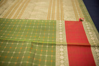 Elegant Olive Green Kanchi Cotton Saree with Threadwork Pallu