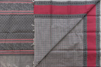 Sophisticated Ash Grey Kanchi Cotton Saree with Rani Pink Accents