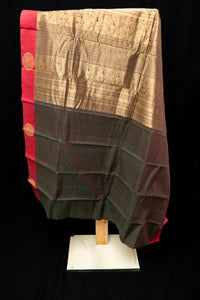 Green Kanchi Cotton Saree with Grand Gold Zari Pallu