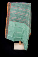 Serene Aqua Green Kanchi Cotton Saree with Threadwork Pallu