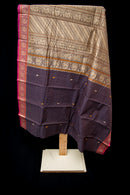 Royal Deep Purple Kanchi Cotton Saree with Antique Gold Pallu