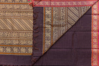 Royal Deep Purple Kanchi Cotton Saree with Antique Gold Pallu