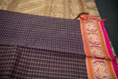 Royal Deep Purple Kanchi Cotton Saree with Antique Gold Pallu