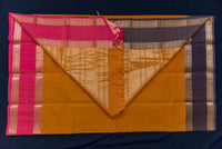 Magnificent Golden-Mustard Kanchi Cotton Saree with Grand Zari Pallu