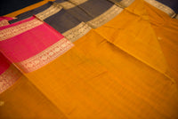 Magnificent Golden-Mustard Kanchi Cotton Saree with Grand Zari Pallu