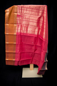 Bright Pink Kanchi Cotton Saree with Grand Zari Pallu