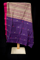 Royal Purple Cotton Saree with Antique Threadwork Pallu