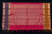 Bright Pink Kanchi Cotton Saree with Grand Zari Pallu