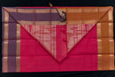 Bright Pink Kanchi Cotton Saree with Grand Zari Pallu