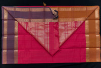 Bright Pink Kanchi Cotton Saree with Grand Zari Pallu