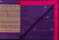 Royal Purple Cotton Saree with Antique Threadwork Pallu