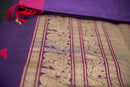 Royal Purple Cotton Saree with Antique Threadwork Pallu