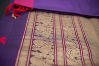 Royal Purple Cotton Saree with Antique Threadwork Pallu