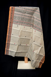 Ethereal Cream Kanchi Cotton Saree with Threadworkl Accents