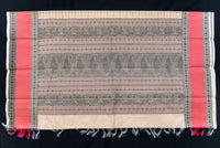 Sophisticated Ash Grey Kanchi Cotton Saree with Rani Pink Accents