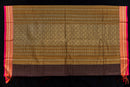 Brown Kanchi Cotton Saree with Geometric Zari Pallu