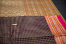 Brown Kanchi Cotton Saree with Geometric Zari Pallu