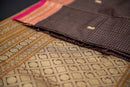 Brown Kanchi Cotton Saree with Geometric Zari Pallu